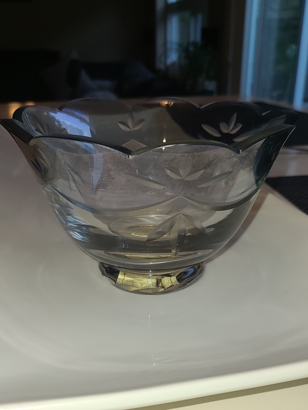 Lenox Clear Cut Glass Scalloped Bowl